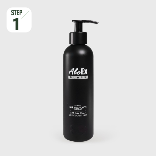 AloEx Black Shampoo – แชมพูลดผมขาดร่วง สูตรข้าวเหนียวดำ