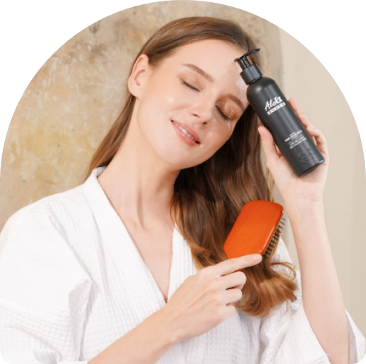 model with aloex black shampoo